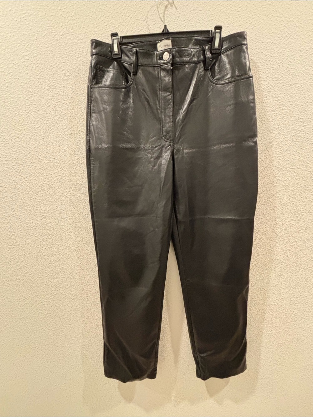 Wilfred Black Faux Leather Track Pants
